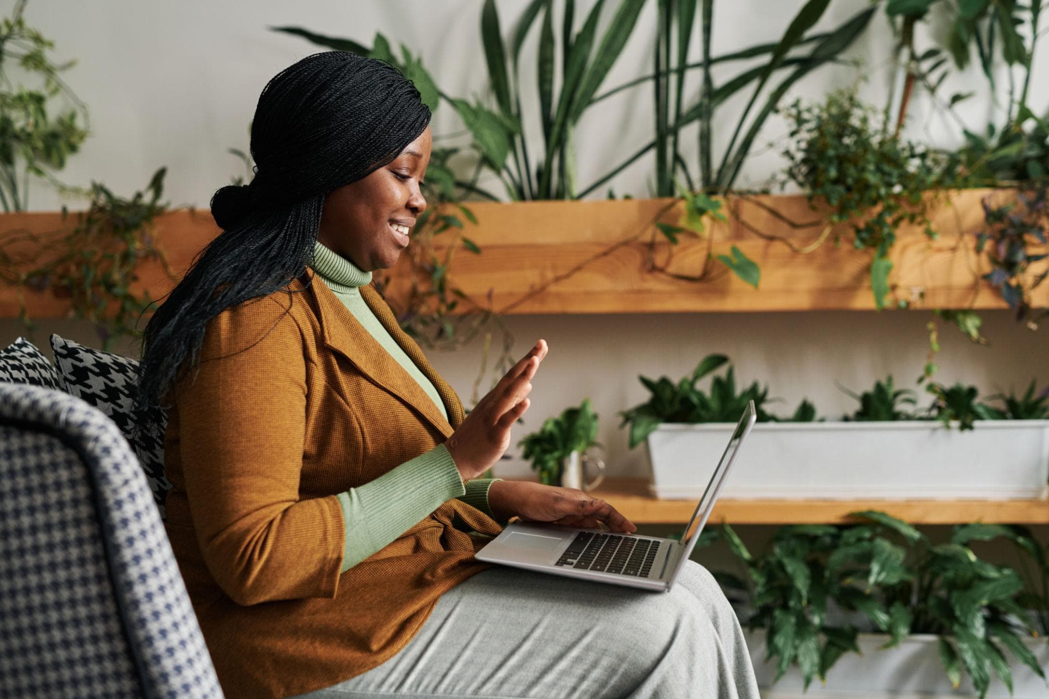 A therapist joining a virtual session from home