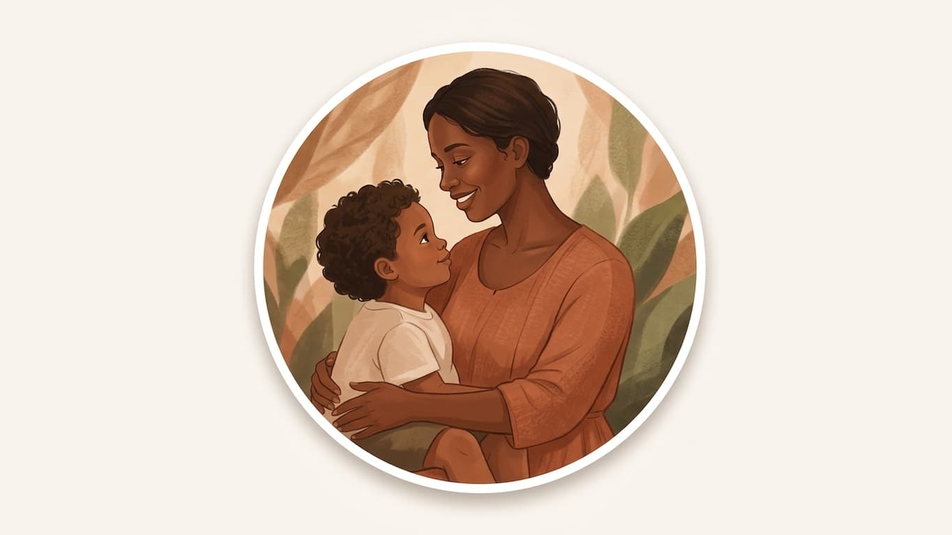 Illustrated portrait of a parent and child