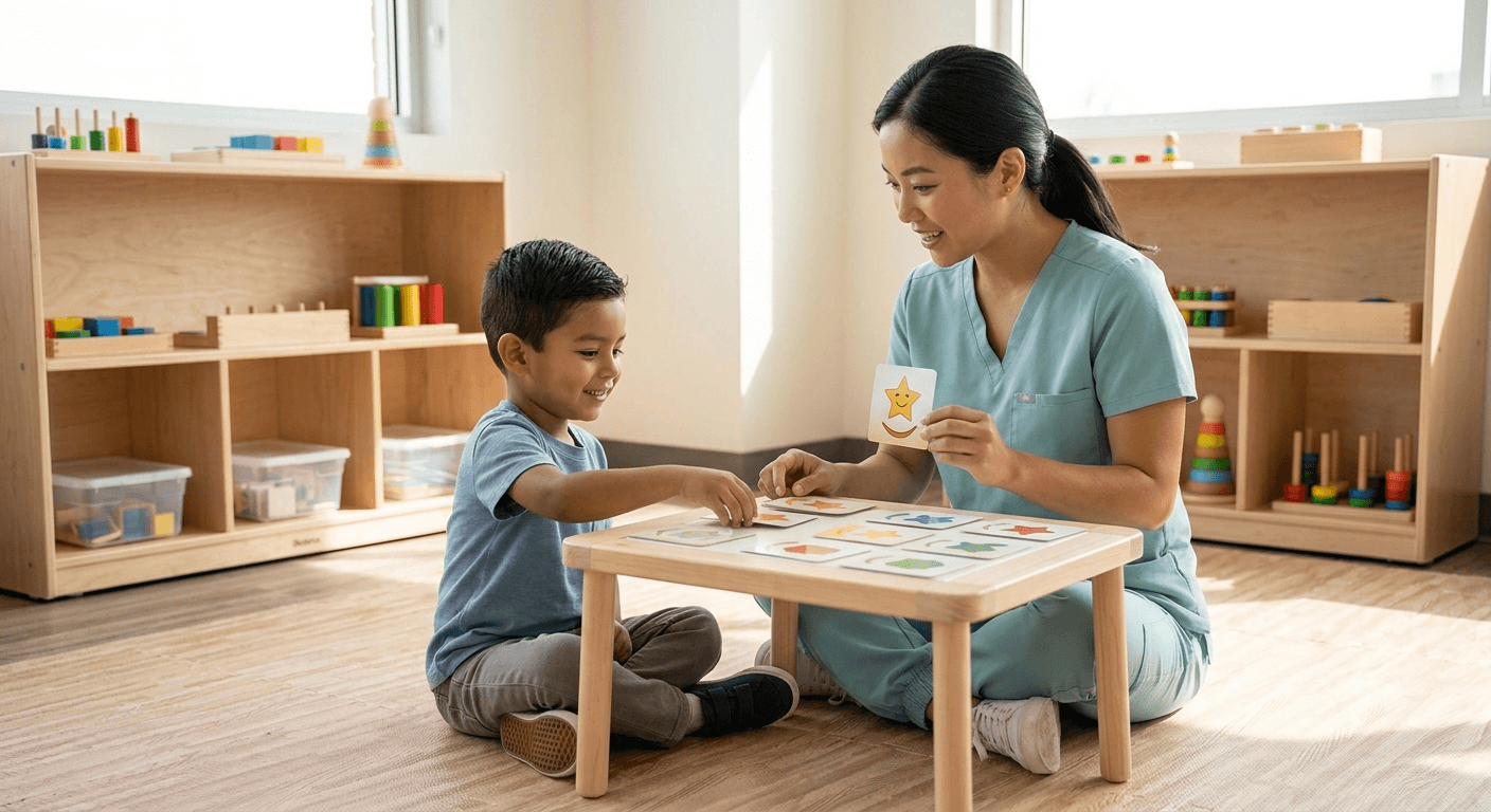 A speech therapy session with a child